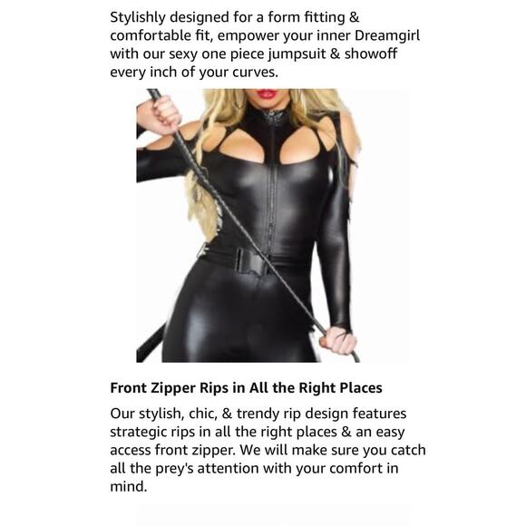 Dreamgirl Catwoman Costume | Faux Leather Bodysuit + Mask | Size Small | NWOT - Picture 6 of 6